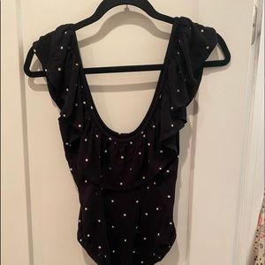 Black and white polka dot bodysuit